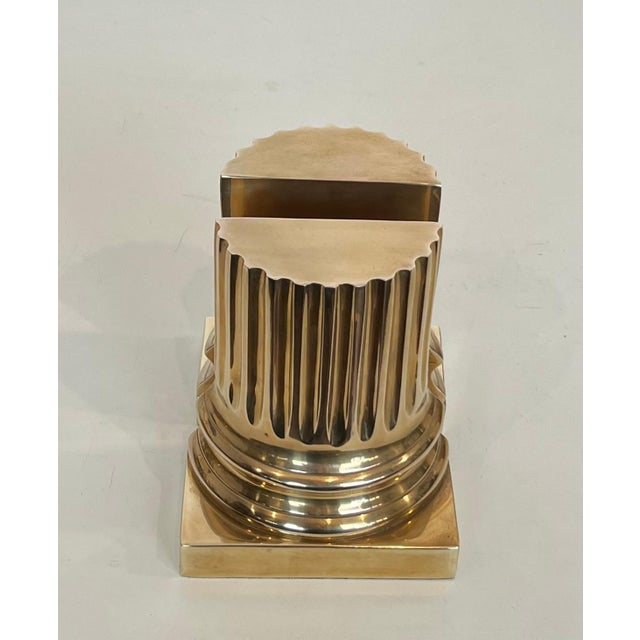 Pair of brass bookends representing columns For Sale - Image 9 of 12