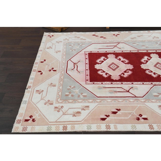 1970s Vintage Turkish Hand-Knotted Wool Cotton Beige Area Rug For Sale In San Francisco - Image 6 of 12
