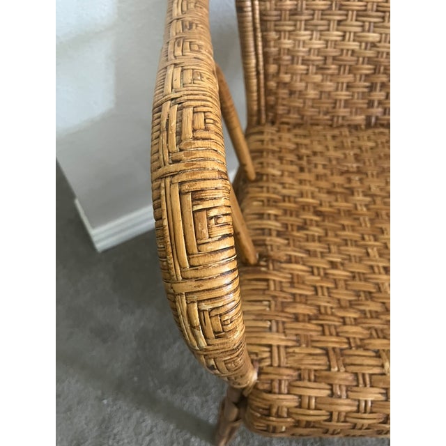 1990s Woven Wicker and Rattan Arm Chair For Sale In Dallas - Image 6 of 10