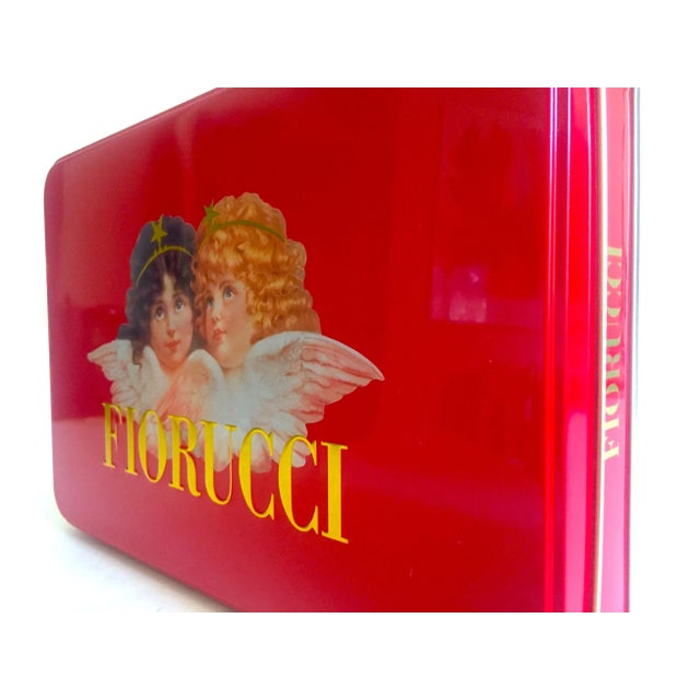 Vintage 1980s Fiorucci New Wave Italian Fashion Cherub Angels Post Modern Red Tin Metal Box For Sale - Image 11 of 13