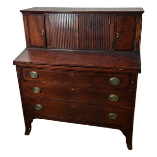 Late 19th Century Federal-Style Mahogany Tambour Secretary With Fitted Interior For Sale