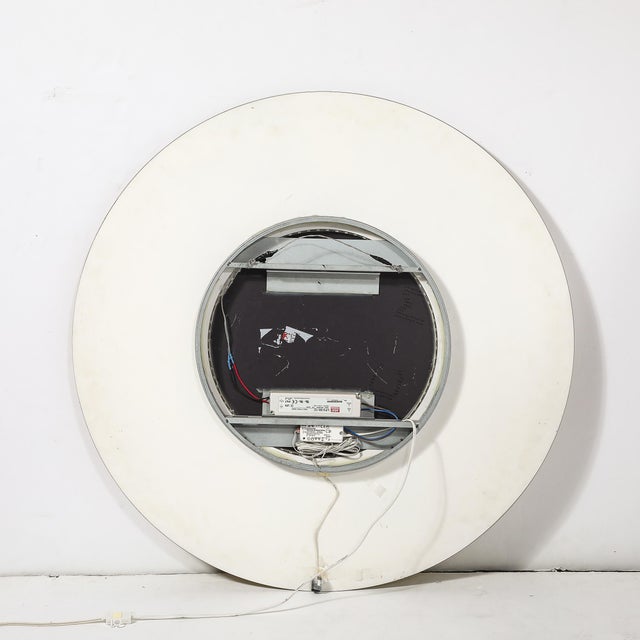 Mid-Century Modernist Round 24 Karat Gold Leaf Illuminated Murano Glass Mirror For Sale - Image 12 of 12