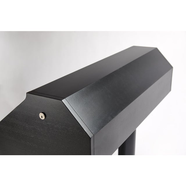 Featured in The 2020 San Francisco Decorator Showcase — 1970s Hans Eichenberger for Röthlisberger Postmodern Black Mahogany & Chrome Roll-Top Desk For Sale - Image 9 of 13