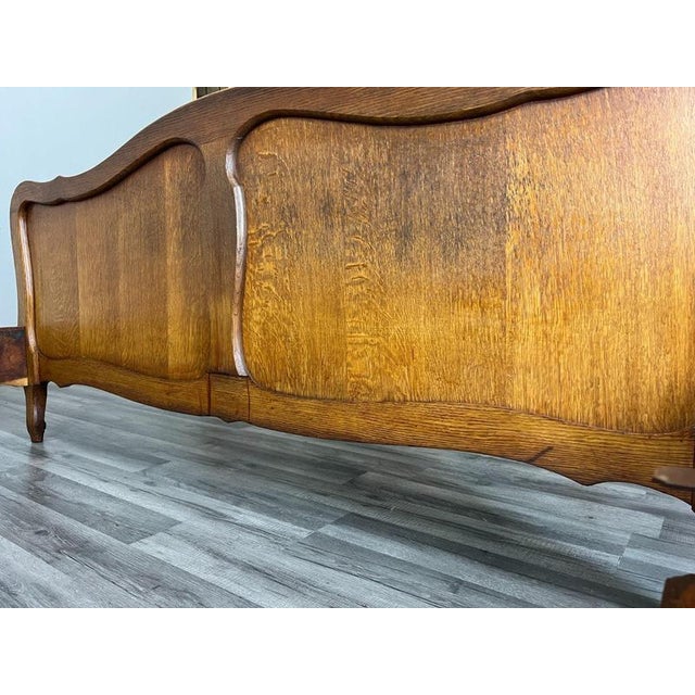 Vintage French Louis XVI Double Bed Frame in Oak For Sale - Image 11 of 12