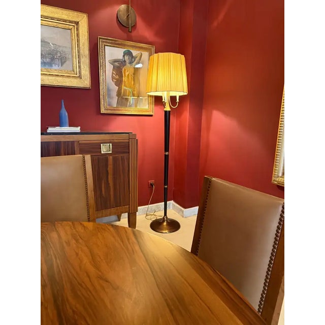 Italian Mid-Century Modern Sculptural Brass and Lacquered Floor Lamp, 1950s For Sale - Image 4 of 13
