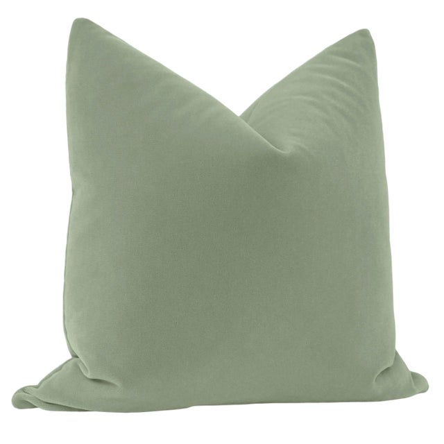 Contemporary 22" Eucalyptus Mohair Velvet Pillows - a Pair For Sale - Image 3 of 5