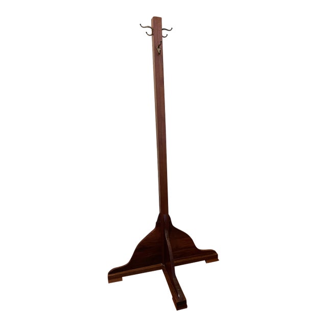 Antique c.1885–1910 English-Style Solid Oak Coat Stand With Cruciform Base Hall Coat Rack For Sale