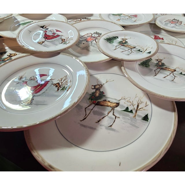 Ceramic American Atelier Christmas Plates- Set of 22 For Sale - Image 7 of 16