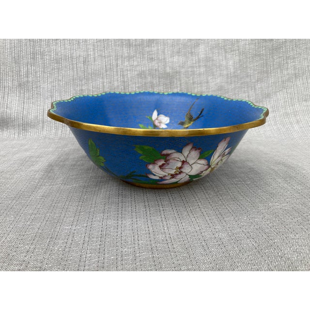 Chinese Vintage Chinese Cloisonne Floral Bowl For Sale - Image 3 of 10