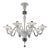 Contemporary Linear Transparent and White With Silver-Leaf Murano Glass Chandelier For Sale