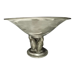 Mid-Century Danish Modern Pewter Footed Compote Bowl Deisgned by Einar Dragsted, Copenhagen, Denmark