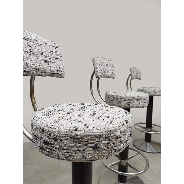 Black Italian Bar Stools in Bouclé from Pedrali, 1970s, Set of 3 For Sale - Image 8 of 8