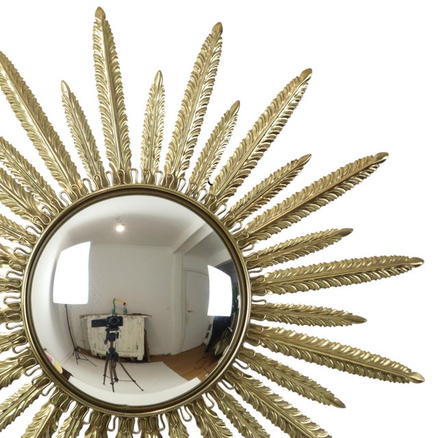 Mid-Century Modern Copper-Plated Metal Sunburst Mirror from Deknudt, 1960s For Sale - Image 4 of 13