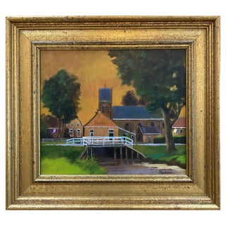Piet de Vries, Brug bij Molkwerum, Oil on Panel For Sale