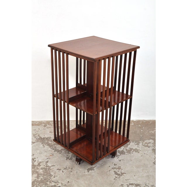 Antique Revolving Bookcase in Mahogany, 1890s For Sale - Image 4 of 11