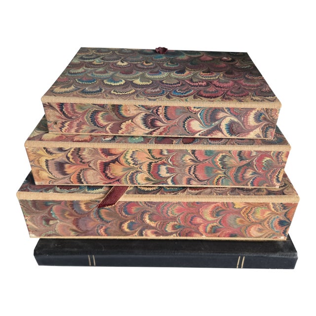 Vintage Handmade Paper Venetian Boxes - Set of 4 For Sale