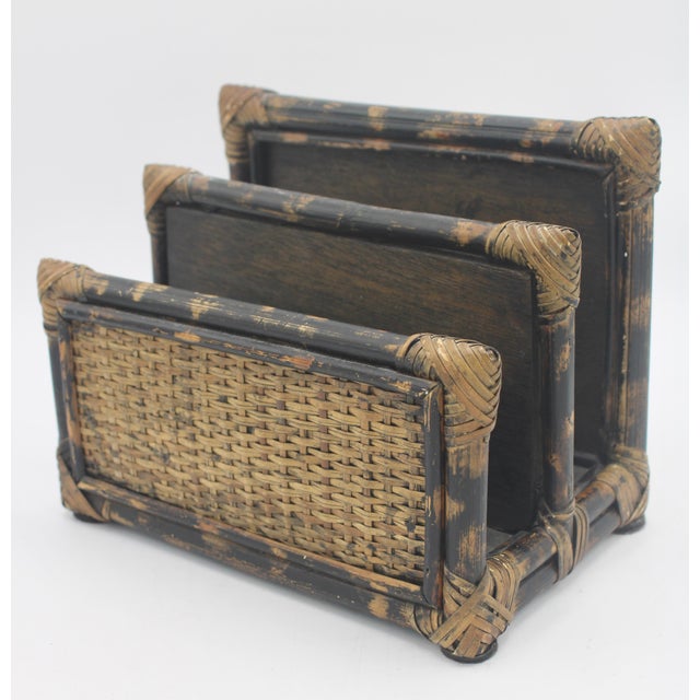 1940s Vintage Boho Chic Burnt Bamboo Letter Rack For Sale - Image 5 of 11