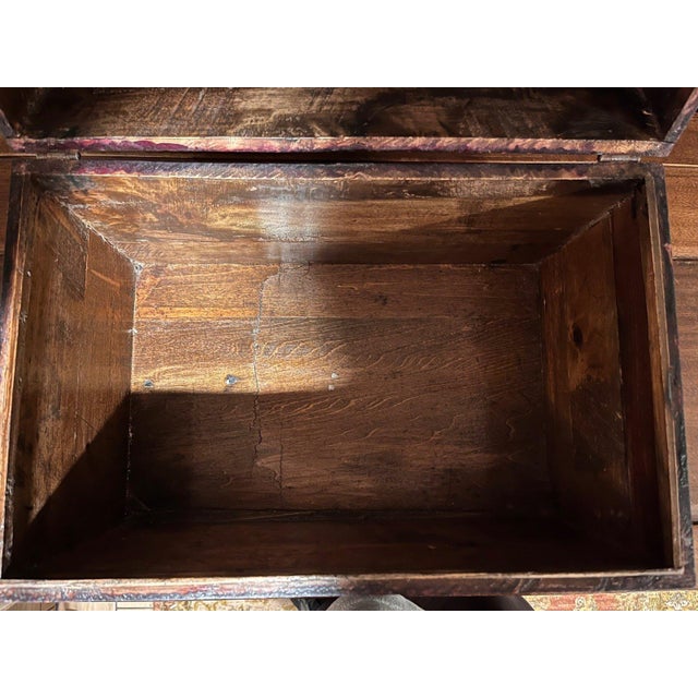 Wood Vintage Chinese Cultural Revolution Relief Lacquer Trunk Box Raised Pomegranate For Sale - Image 7 of 12