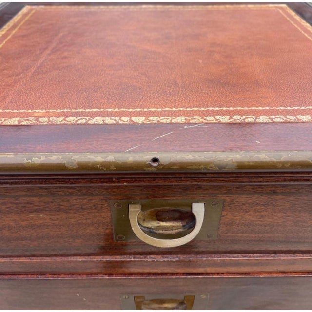 Italian Campaign Style Brass Accent Inlay Lingerie Chest Dresser Chest Drawers For Sale In West Palm - Image 6 of 12