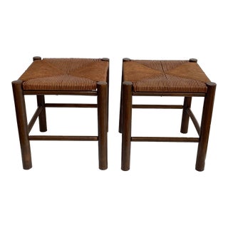 Mid 20th Century Woven Rush Seat Footstools- a Pair For Sale
