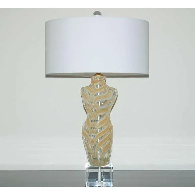 Murano Murano Glass Female Nude Lamps Gold & White For Sale - Image 4 of 9