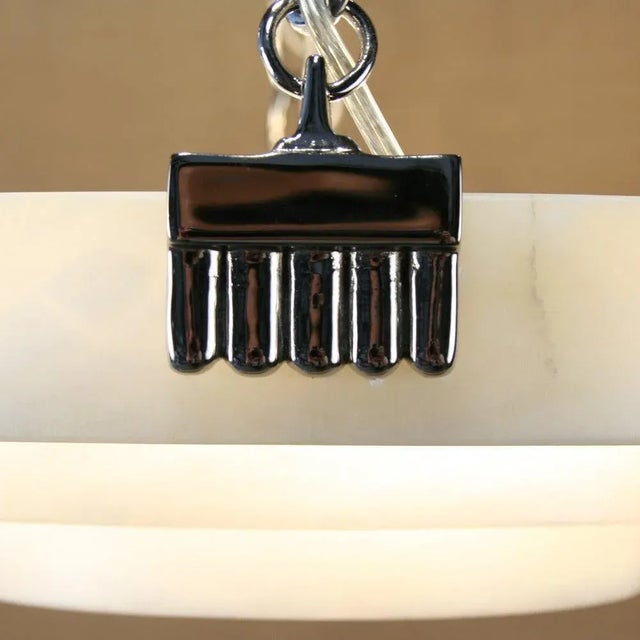 Ruhlmann Style Three-Tier Alabaster Stepped Deco Pendants For Sale - Image 4 of 5