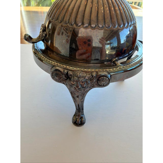 Vintage 1883 Fb Rogers Silver Co 273 Roll Top Caviar/Butter Dish Lion Head W/ Insert For Sale In Los Angeles - Image 6 of 7