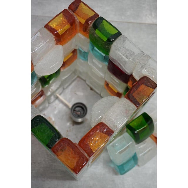 Aqua Sculptural Glass Cube Table Lamp by Albano Poli for Poliarte, Italy, 1970s For Sale - Image 8 of 10