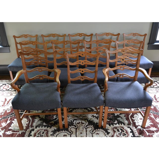 Thomas Chippendale Early 20th Century English Oak Chippendale Style Ribbon Back Dining Chairs - Set of 12 For Sale - Image 4 of 14