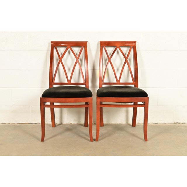 English Bernhardt Regency Carved Mahogany Side Chairs or Dining Chairs | Pair For Sale - Image 3 of 15