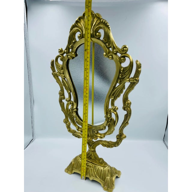 Late 20th Century Heavy Brass Classical-Style Vanity Mirror For Sale - Image 9 of 12