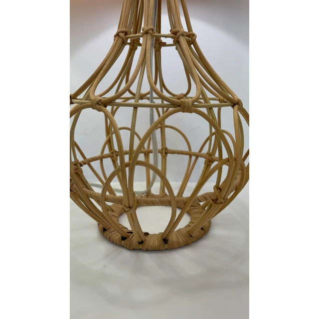 2000 - 2009 Bohemian-Style Rattan Table Lamps - A Pair For Sale - Image 5 of 7