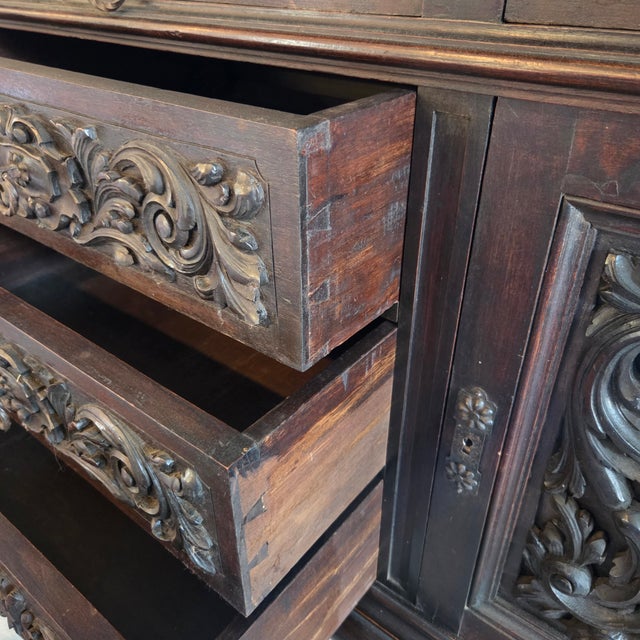 Late 19th Century Large Oak Heavily Carved Renaissance Revival Cabinet on Lion Feet For Sale - Image 14 of 18