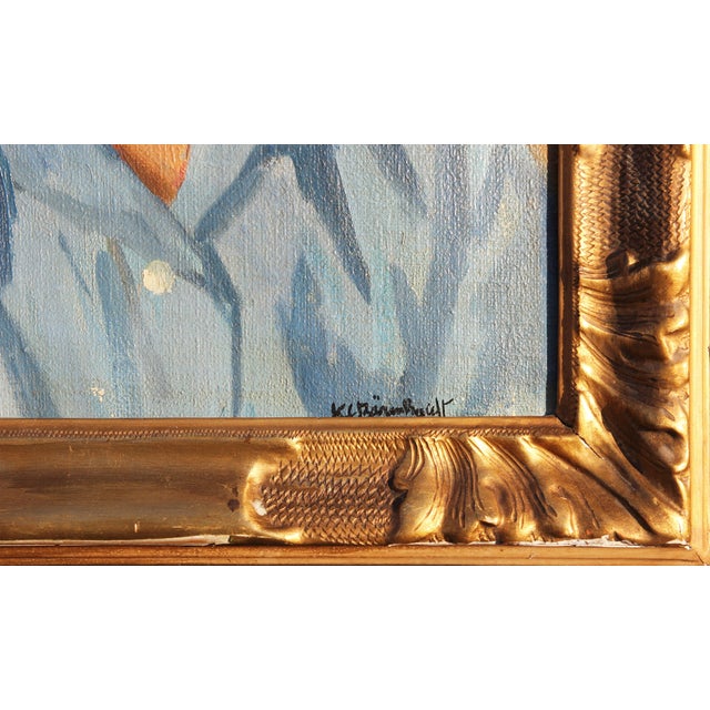 Hans Christian Barenholdt Figurative Yellow and Blue-Toned Realistic Impressionist Portrait of a Boy, 1940s For Sale - Image 10 of 10