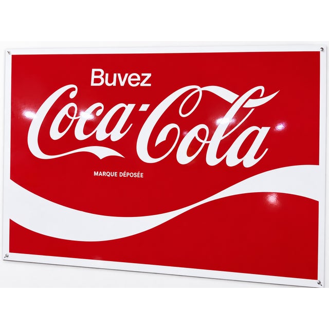 Enamel Coca Cola Sign, 1960s, in Good conditions. Designed 1960 to 1969