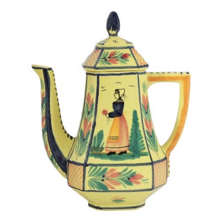 Vintage French Quimper Coffee Pot For Sale
