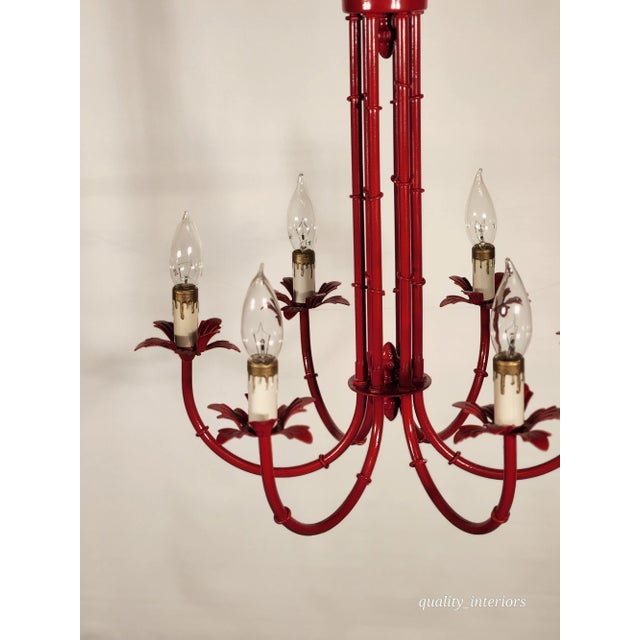 Vintage Faux Bamboo Pagoda Hollywood Regency Birdcage 6 Light Chandelier For Sale In South Bend - Image 6 of 12