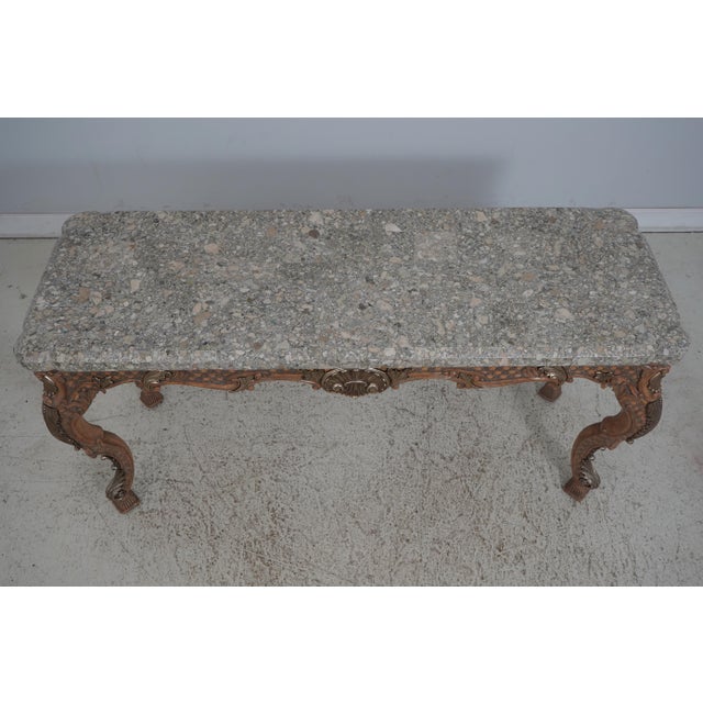 French Maitland Smith Marble Top Brass Mounted Console Table For Sale - Image 3 of 12