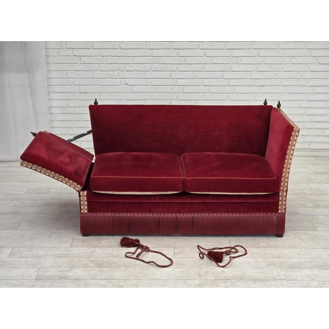 Wood Danish 2-Seater Drop Arm Sofa in Furniture Velour, 1970s For Sale - Image 7 of 18