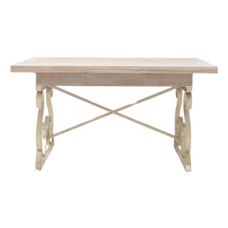 20th Century French Metal Folding Table with Wooden Top For Sale