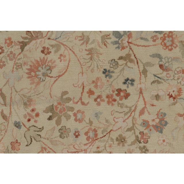 Pink Rug & Kilim’s Tabriz Style Rug in Green and Pink Floral Patterns For Sale - Image 8 of 10