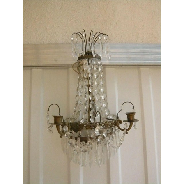 Bronze EArly 19thc Gustavian Bronze Cascading Crystal Wall Sconce For Sale - Image 8 of 9