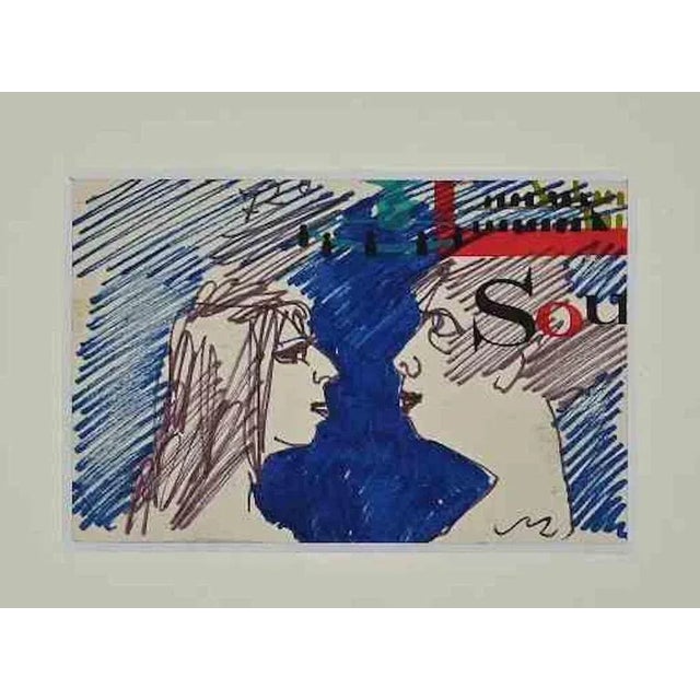 Mino Maccari, Women, Original Drawing, Mid 20th-Century, Framed For Sale - Image 4 of 4