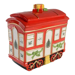 Spode Christmas Tree Train Car Cookie Jar With Lid