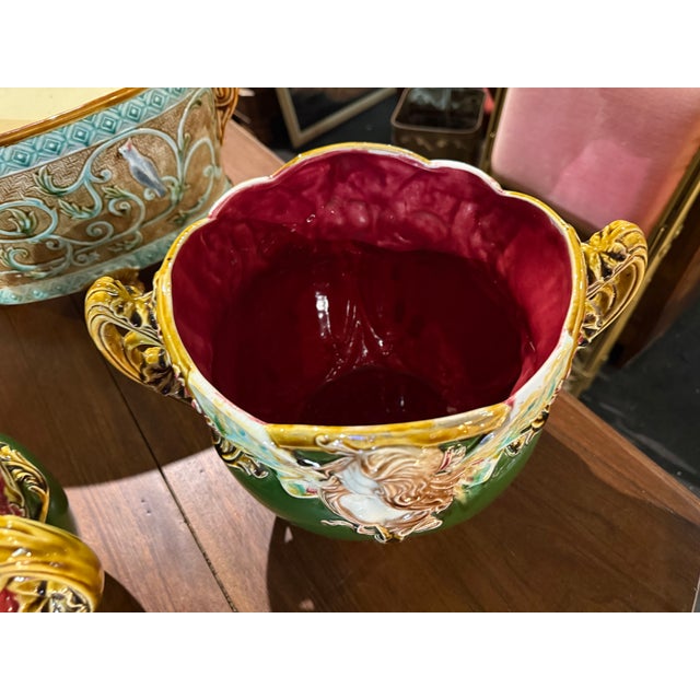 Art Nouveau Majolica Plant Pots, 1890s, Set of 2, in Flawless conditions. Designed 1890 to 1919