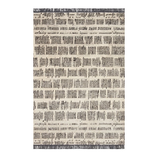 Chris Loves Julia x Loloi Alice Rug Cream / Charcoal Abstract 18" x 18" Sample Rug For Sale