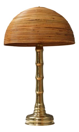 Mid-Century Brass and Bamboo Table Lamp, 1990s
