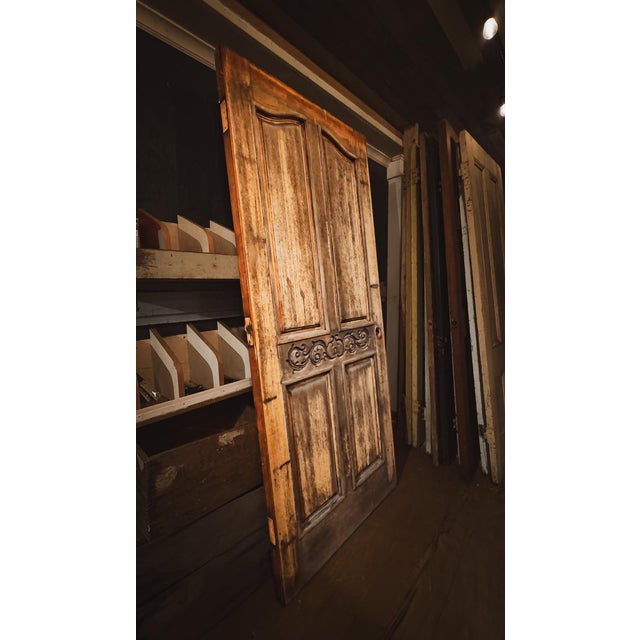 Wood Late 20th Century Wooden Door With Intricate Scrollwork For Sale - Image 7 of 15