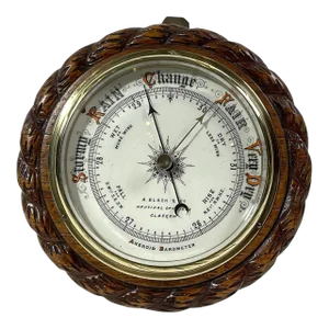 Rope Twist Carved Oak Nautical Barometer