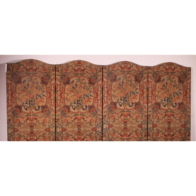 Textile 19th Century Painted Fabric Four-Panel Screen For Sale - Image 7 of 12